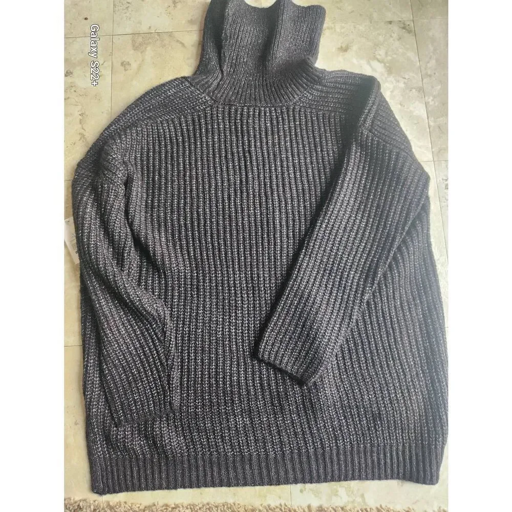 S5 Time and Tru cowl neck sweater charcoal ribbed knit NWT - Picture 5 of 12